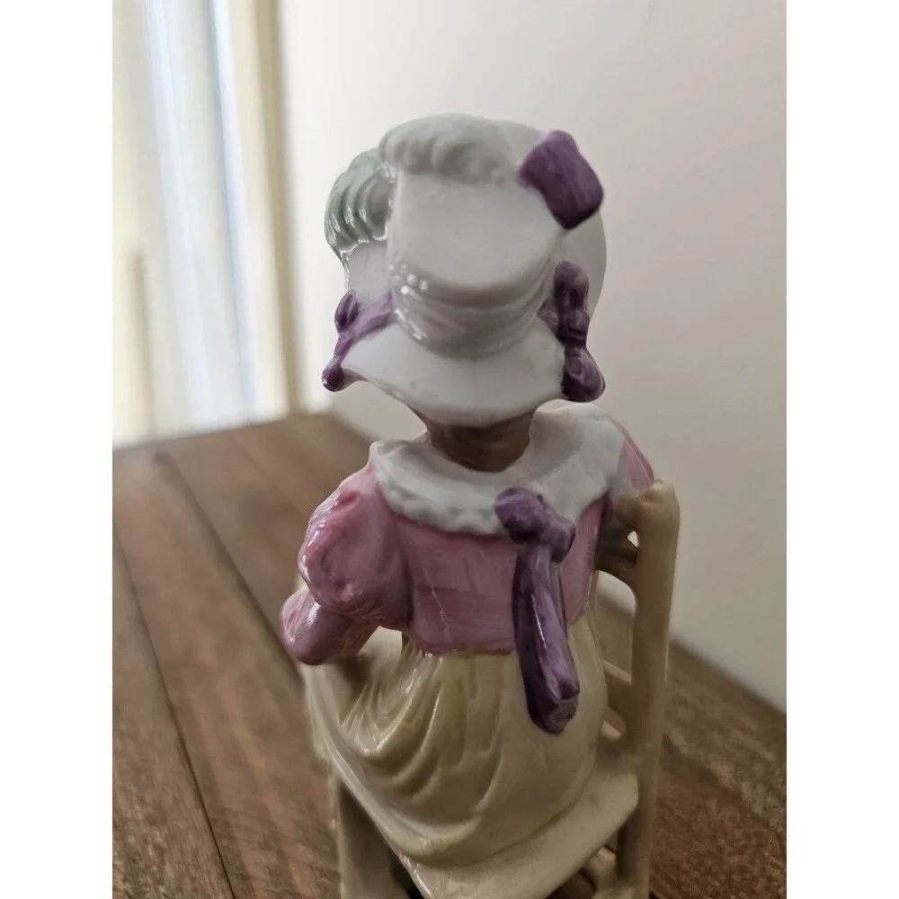 Vintage German Figurine Lady Sitting In Chair Parlor Figure DEP 9529